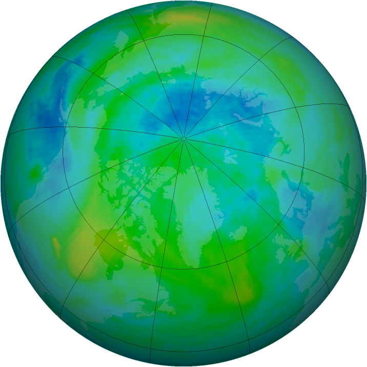 Arctic ozone map for 18 September 1992
